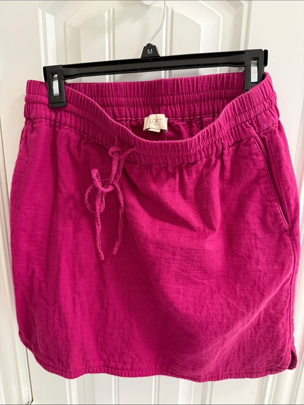 LOFT Bright Fuchsia Drawstring Mini Skirt